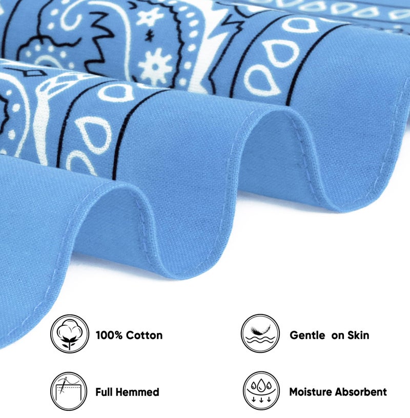 Bycc Bynn 3 Pack 100% Cotton Paisley Pattern Bandanas Square Scarf Headwear (Light Blue + Pink + Beige) - Image 3